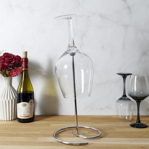 Égouttoir Pour Carafe à Vin En Métal Chromé Argenté Avec Patins Antidérapants -