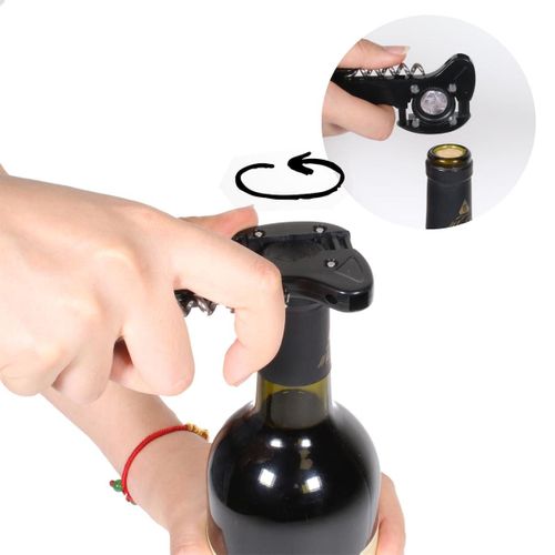 Tire-bouchon Multifonction 3 En 1 En Inox Et Plastique Noir -