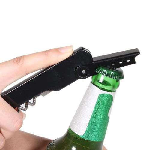 Tire-bouchon Multifonction 3 En 1 En Inox Et Plastique Noir -