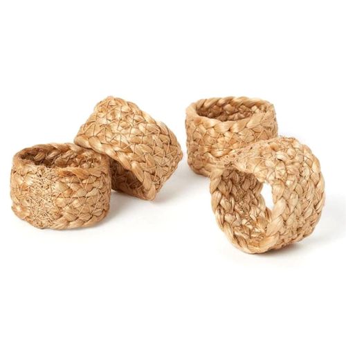 Set De 4 Ronds De Serviettes Tressés En Jute Naturel (ø4cm) -