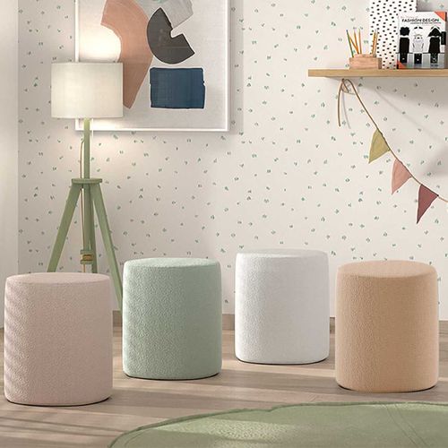 Pouf Rond 41cm Tissu Bouclé Brun - Connie