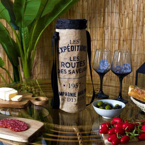 Sac Bouteille Isotherme Marron De 1,5l Avec Message -