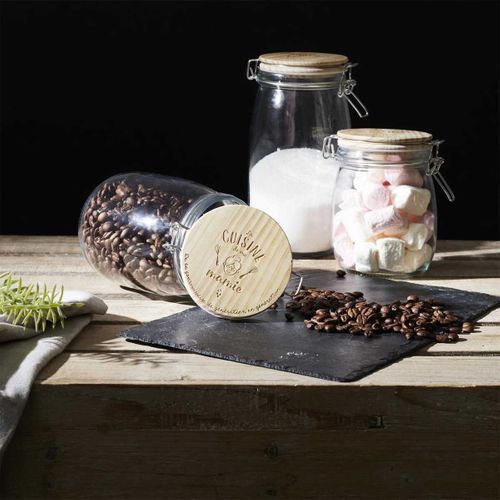 Bocal De Conservation 1,5l En Verre Couvercle Bois -