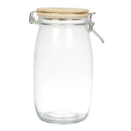 Bocal De Conservation 1,5l En Verre Couvercle Bois -
