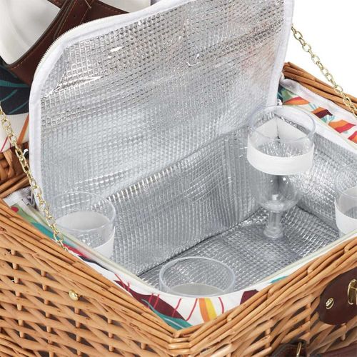 Panier De Pique-nique Pour 4 Personnes Avec Vaisselle Complète Style Exotique -