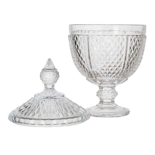 Bonbonnière En Verre Style Diamant H31 Cm -