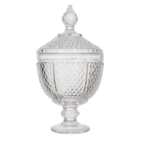 Bonbonnière En Verre Style Diamant H31 Cm -
