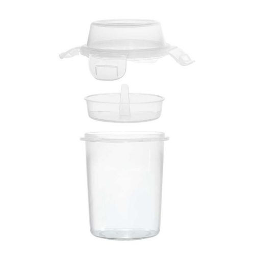 Lunch Box Gobelet 44 Cl à Double Compartiment En Plastique Transparent Avec Couverts -