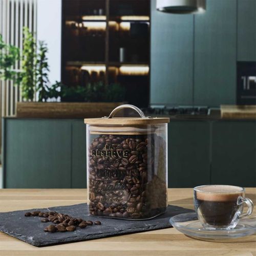 Bocal De 70cl En Verre Avec Couvercle En Bambou Style Bistrot -