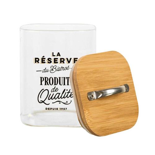 Bocal De 70cl En Verre Avec Couvercle En Bambou Style Bistrot -