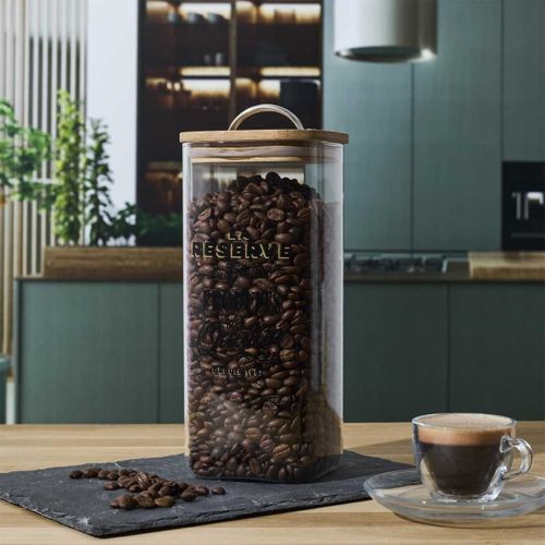 Bocal De 1,5l En Verre Avec Couvercle En Bambou Style Bistrot -