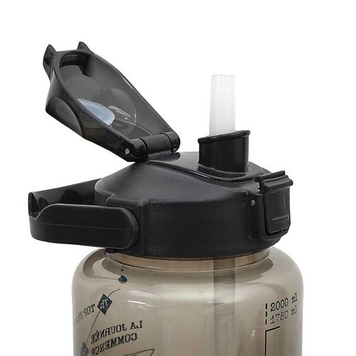 Bouteille De Transport 2l Noir Fumé En Plastique Avec Messages De Motivation -