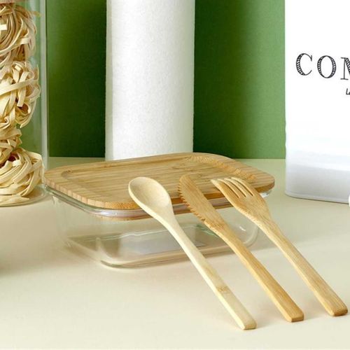 Lunch Box 52cl En Verre Avec Couvercle En Bambou -