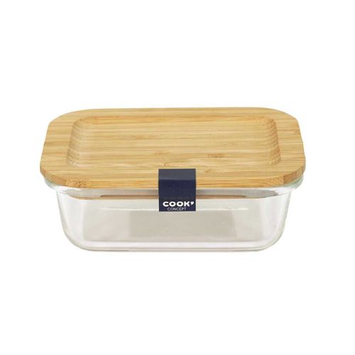 Lunch Box 104cl En Verre Avec Couvercle En Bambou -