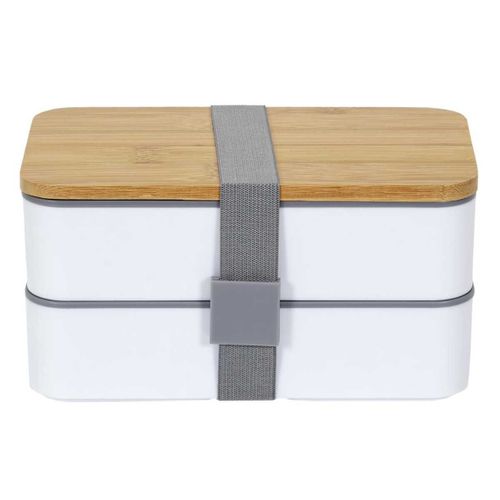 Lunch Box 1l à Double Niveaux En Plastique Avec Couvert Et Bande Élastique -