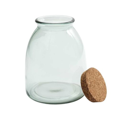 Bocal De 1l En Verre Avec Couvercle En Liège (h11,5cm) -