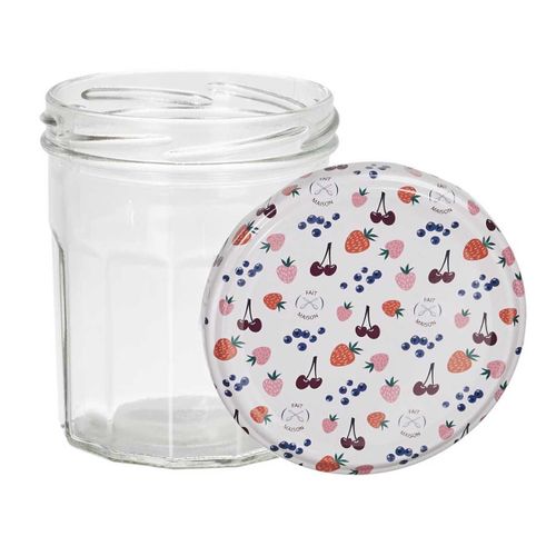 Set De 6 Pots à Confiture En Verre 30cl Avec Couvercles En Métal Imprimé -