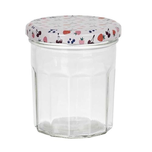 Set De 6 Pots à Confiture En Verre 30cl Avec Couvercles En Métal Imprimé -