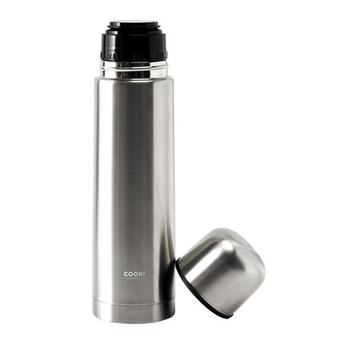 Bouteille De Transport Isotherme 50cl En Inox Gris Avec Avec Bouton Poussoir -