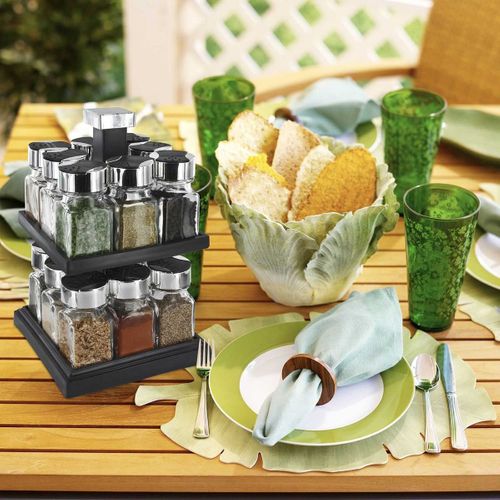 Carrousel Tournant à Épices Avec 16 Pots En Verre -