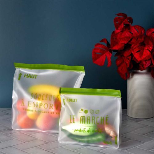 Lot De 2 Sachets Transparents Réutilisables Et Hermétiques Fermeture à Zip -
