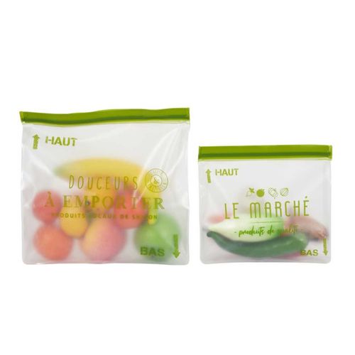 Lot De 2 Sachets Transparents Réutilisables Et Hermétiques Fermeture à Zip -