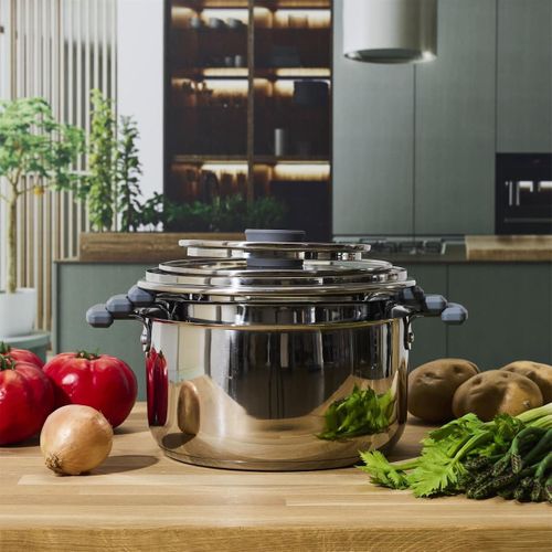 Ensemble De 3 Faitouts Tous Feux Dont Induction En Inox Avec Couvercles En Verre 3 Tailles 17, 21 E