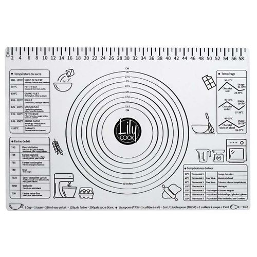 Tapis à Pâtisserie Anti-adhésif Avec Graduation 60x40 Cm -