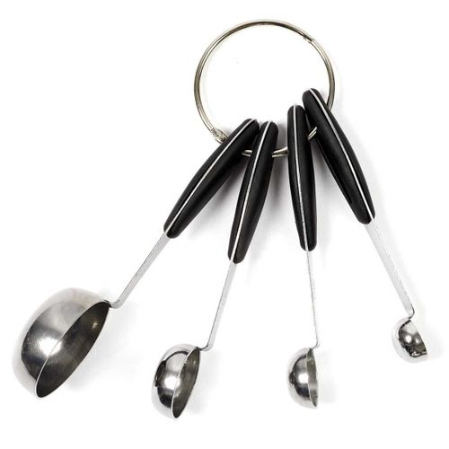 Set De 4 Cuillères Mesure En Acier Inoxydable Et Manches En Caoutchouc -
