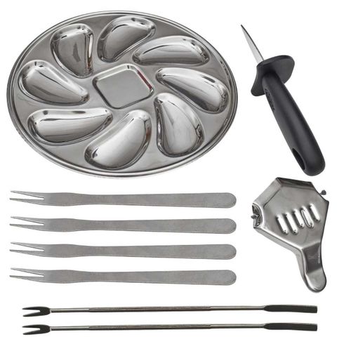 Coffret à Huîtres 9 Pièces En Acier Inoxydable -