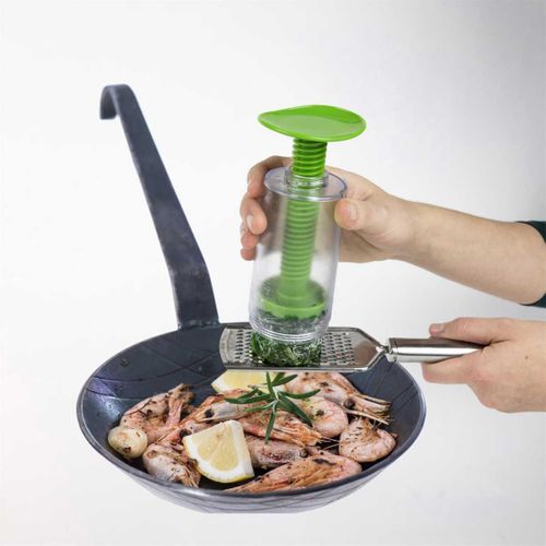 Moulin Distributeur à Herbe Aromatiques En Plastique Vert Et Transparent -