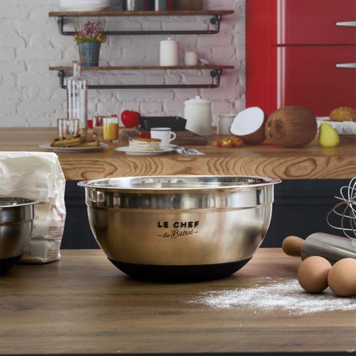 Bol Mélangeur En Acier Inoxydable Avec Base Antidérapante Diamètre 26 Cm -