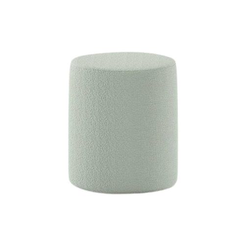 Pack Lit Coffre 140x200cm Tête Demi-lune + 2 Poufs Tissu Bouclé Vert Olive - Connie