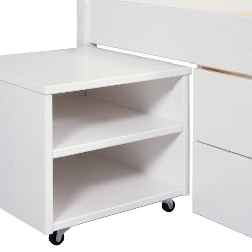 Lit 90x200cm Multi-rangement En Pin Massif Vernis Blanc - Efect