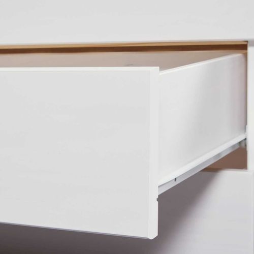 Lit 90x200cm Multi-rangement En Pin Massif Vernis Blanc - Efect