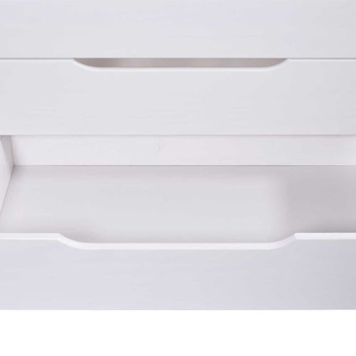 Lit 140x200cm Multi-rangement En Pin Massif Vernis Blanc - Efect