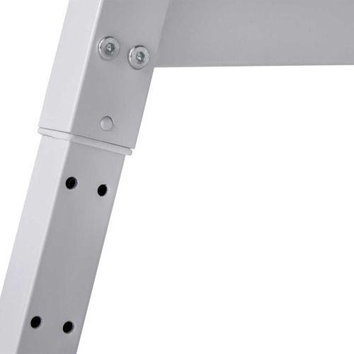 Bureau Enfant Réglable En Hauteur En Mdf Plateau Bleu Et Piètement Métal Laqué Blanc - Elion