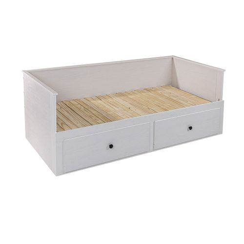 Lit Banquette 90x200 Cm Extensible En 180x200 Cm Avec Tiroirs De Rangement En Pin Vernis Blanc - Wi