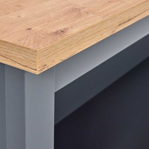 Ilot De Cuisine Anthracite Et Plateau Effet Bois Avec Un Côté 1 Porte 3 Tiroirs Et 1 Côté 2 Étagère