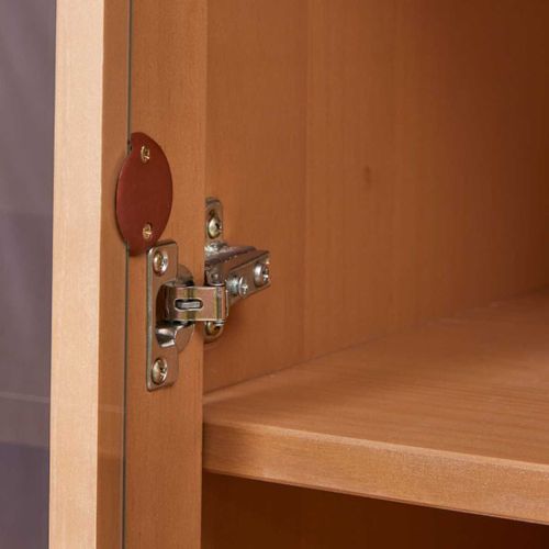 Vitrine 2 Portes Dont 1 Vitrée En Pin Massif Teinté Chêne Piètement Noir - Cathy