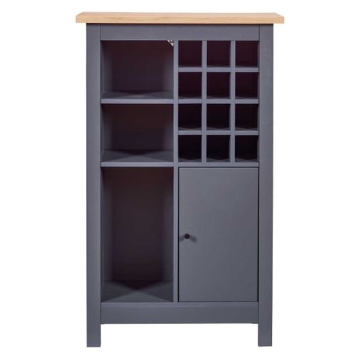 Rangement De Cuisine Pour Bouteilles Anthracite Et Plateau Effet Bois - Kenny