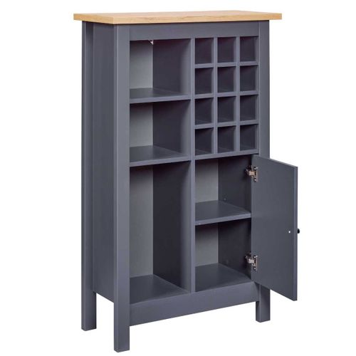 Rangement De Cuisine Pour Bouteilles Anthracite Et Plateau Effet Bois - Kenny