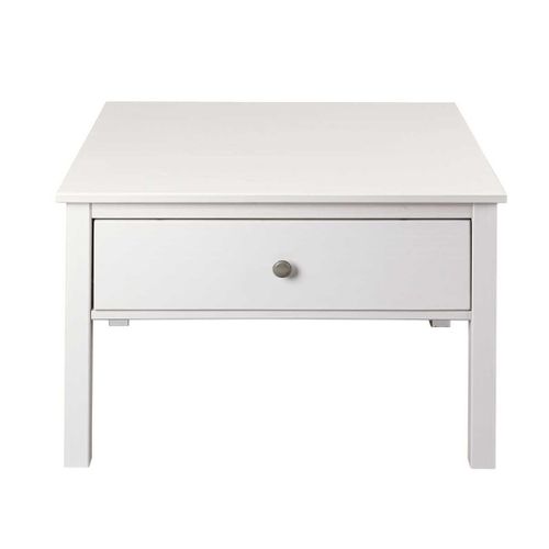 Table Basse 1 Tiroir En Pin Massif Vernis Blanc - Dorie