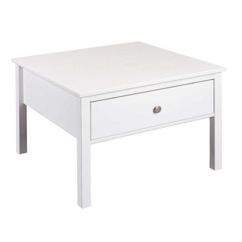 Table Basse 1 Tiroir En Pin Massif Vernis Blanc - Dorie