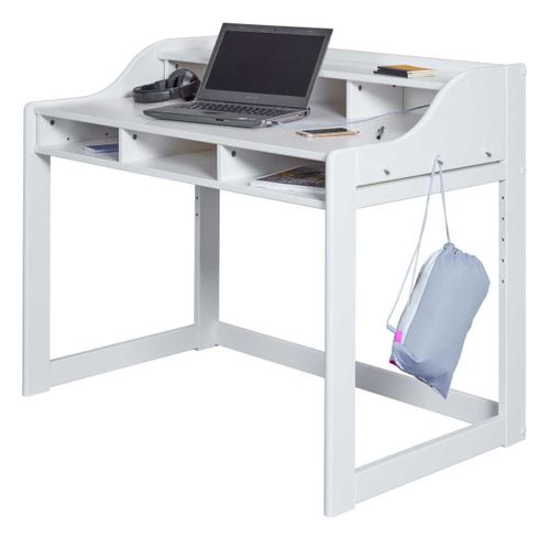 Bureau Enfant Réglable En Hauteur En Pin Massif Laqué Blanc - Gael