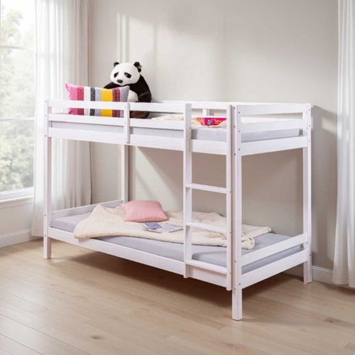 Lit Superposé Laqué Blanc 2 Couchages 90x200cm - Alicia