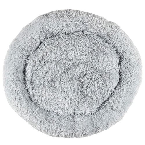 Coussin Pour Animaux Rond Diamètre 80 Cm En Fourrure Synthétique Ultra Douce Gris -