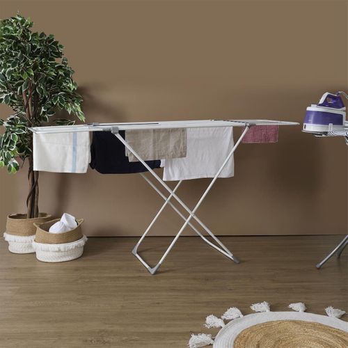 Etendoir à Linge Extensible 15 Mètre D'étendage En Métal Et Plastique Blanc -