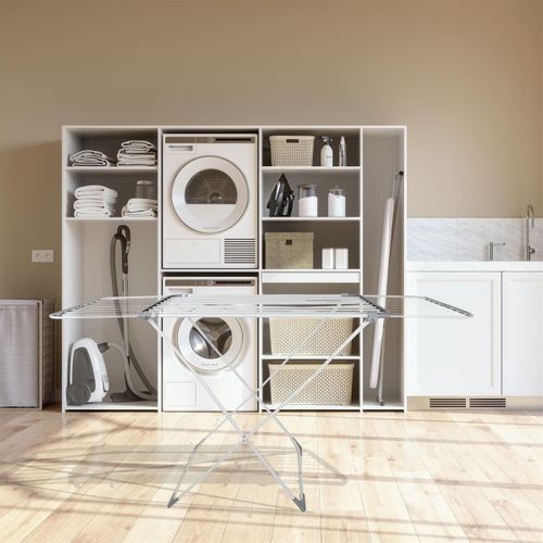 Etendoir à Linge Extensible 15 Mètre D'étendage En Métal Et Plastique Blanc -