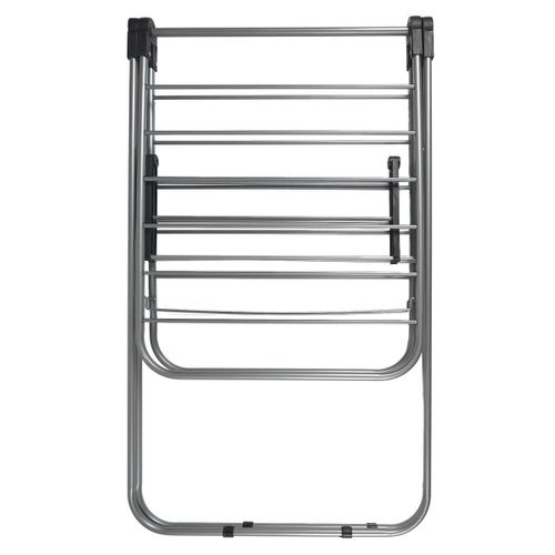 Etendoir à Linge Pliable 15 Mètres Étendage Tubes Métallique Gris -
